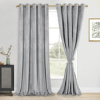 DWCN Velvet Curtains Extra Wide - 84 Inches Long Thick Grommet Tieable Window Treatments Room Darkening Privacy Protect Drapes f