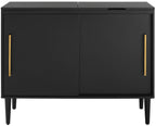 Crosley Furniture Everett Media Console and Record Player Stand with Storage for Vinyl Records, Matte Black
