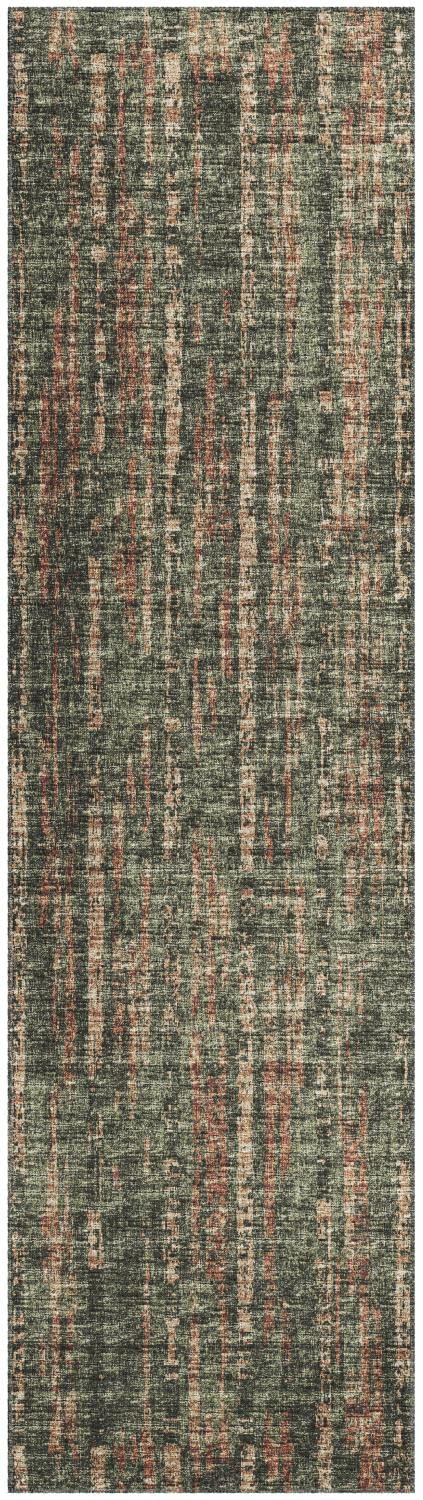 Addison Rugs Rylee Ary36 Green Washable 2'3&quot; X 7'6&quot; Indoor Outdoor Runner Rug, Easy Clean, Machine Washable, Non Shedding, Bedroom, Entry, Living Room, Dining Room, Kitchen, Patio Rug
