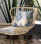 HomeRoots Dark Grey Blue Broadcloth Gray Blue Boho Floral Indoor Outdoor Throw Pillow