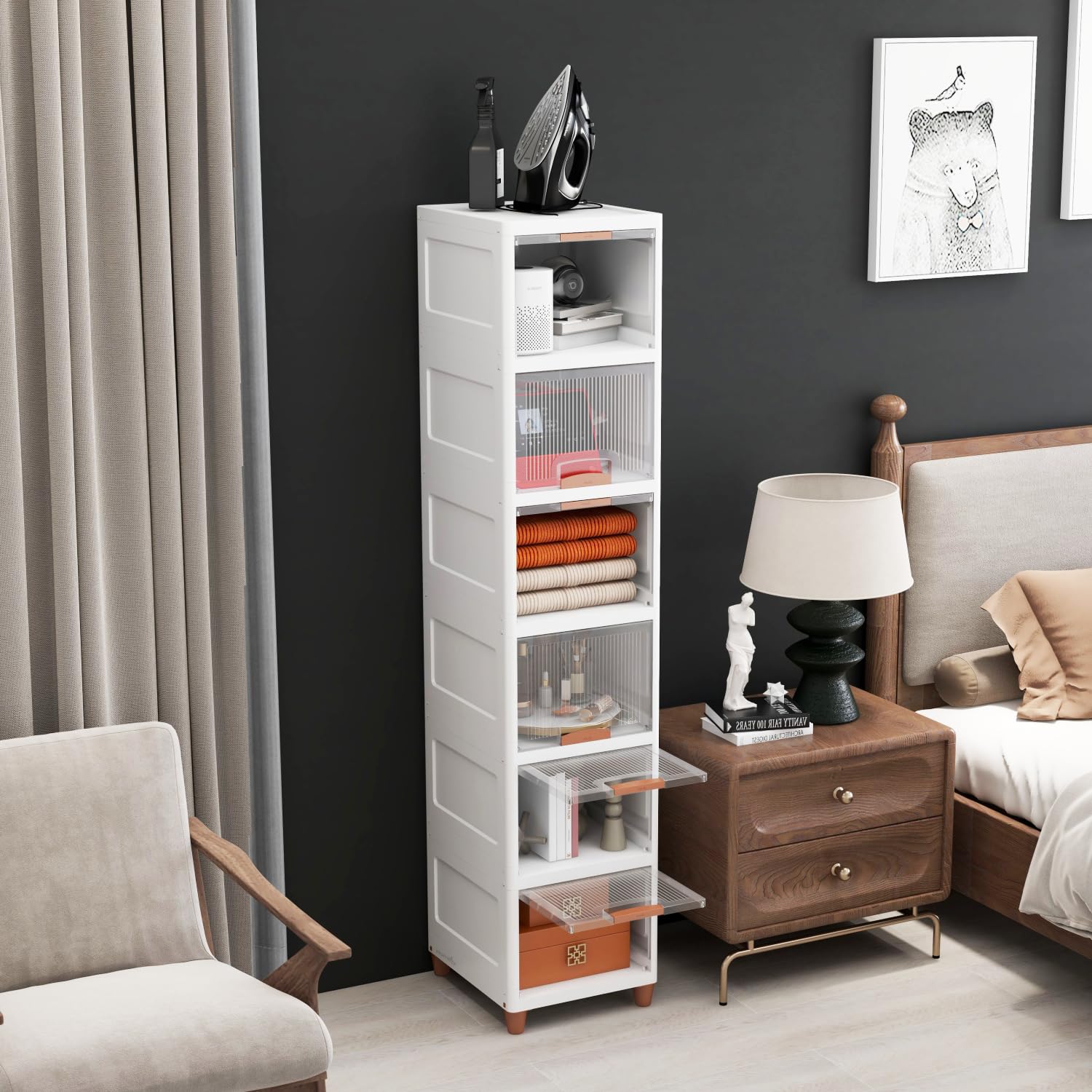 Jd Fresh 6 Tier Plastic Wardrobe Organizer/Foldable Cupboard For Storage/Stackable Storage Cabinet/Drawers For Storage Box/Multi