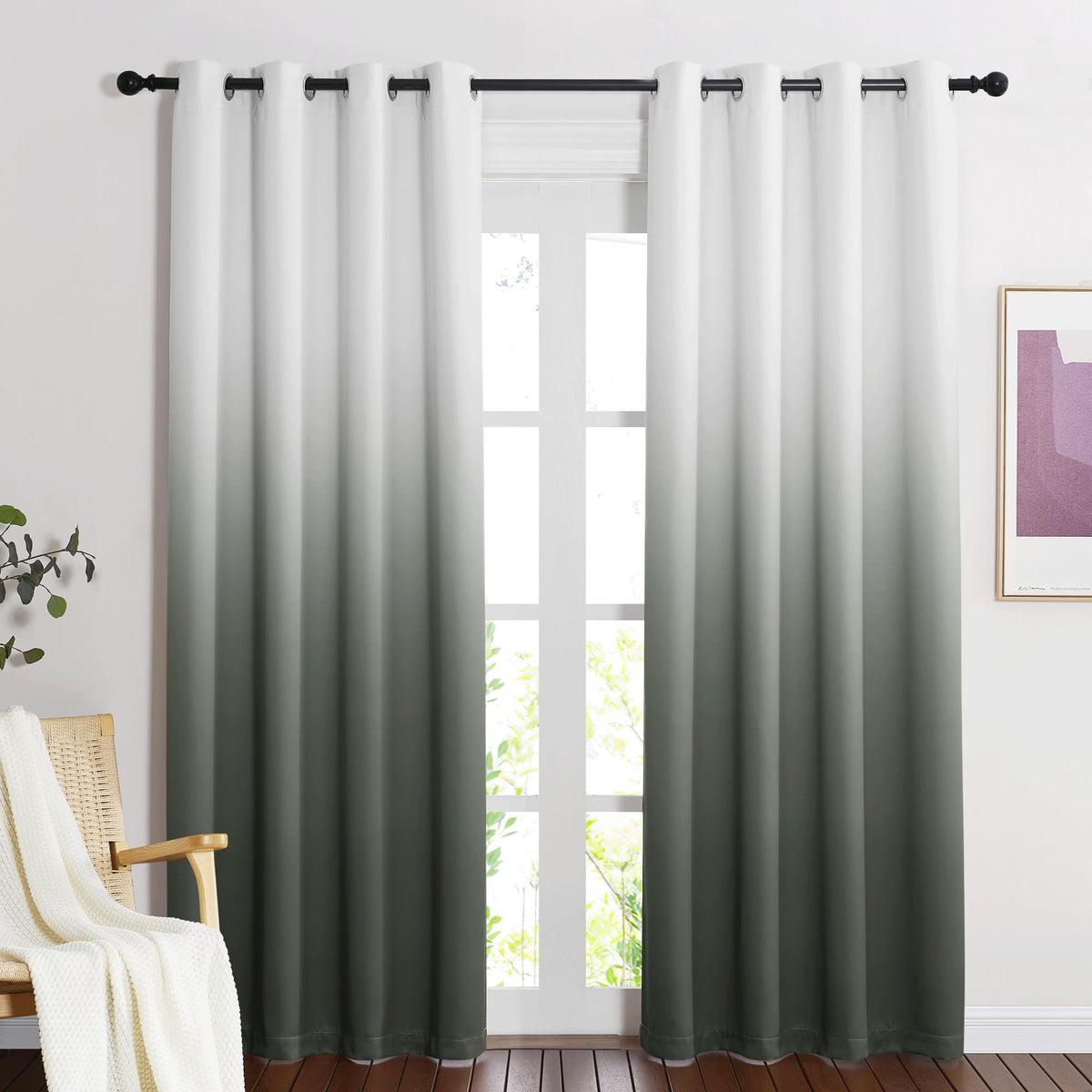 Nicetown Light Blocking Gradient Color Curtains Ombre Blackout Curtains Room Darkening Thermal Insulated Grommet Window Drapes F