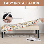 Searchi Stretch Dining Bench Cover, Washable Durable Bench Covers Slipcover, Rectangle Bench Seat Covers For Dining Room Living Room Kitchen(Orange Flower)