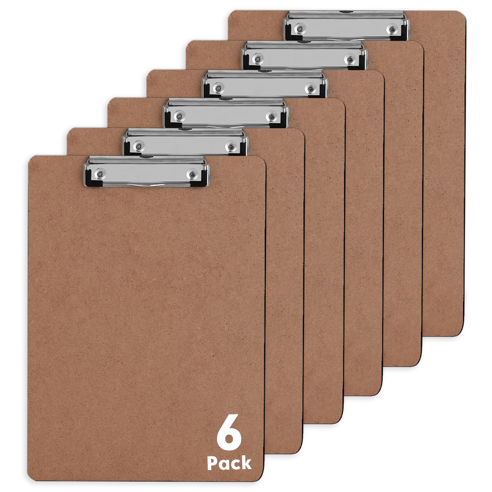 Clipboards, Pandri 6 Pack Hardboard Office Clipboards, Low Profile Clip, Clip Boards 8.5X11 Standard Letter Size, Classroom Supp