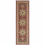 HomeRoots Polypropylene 8' Red Ivory Machine Woven Oriental Indoor Runner Rug