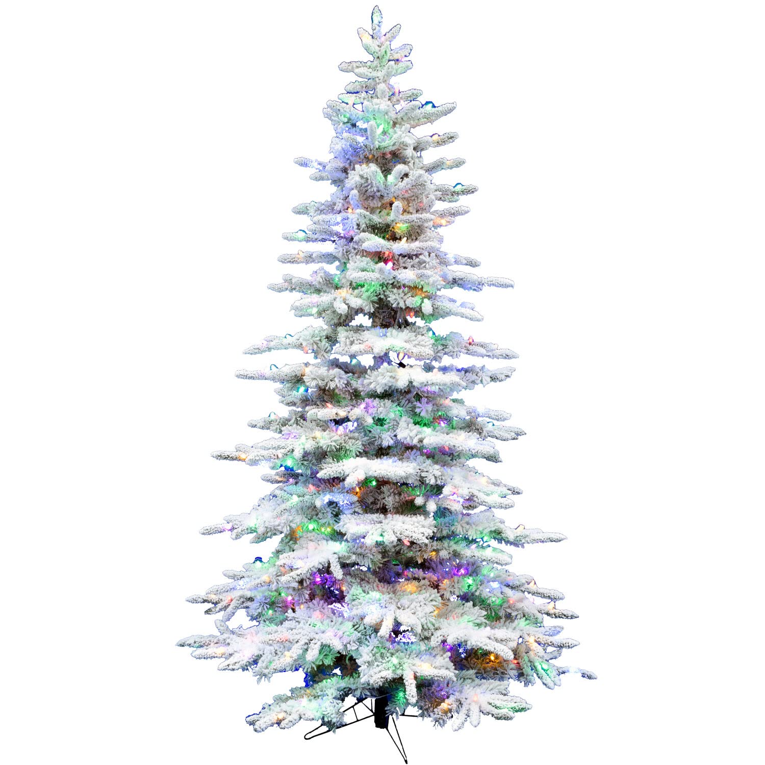 Christmas Time 6.5-Ft. Pre-Lit Snowy White Pine Artificial Christmas Tree With Dual Multicolor & Warm White Led Lights