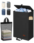 Hosynwin 85L Laundry Hamper with Lid, Large Clothes Hamper, Black
