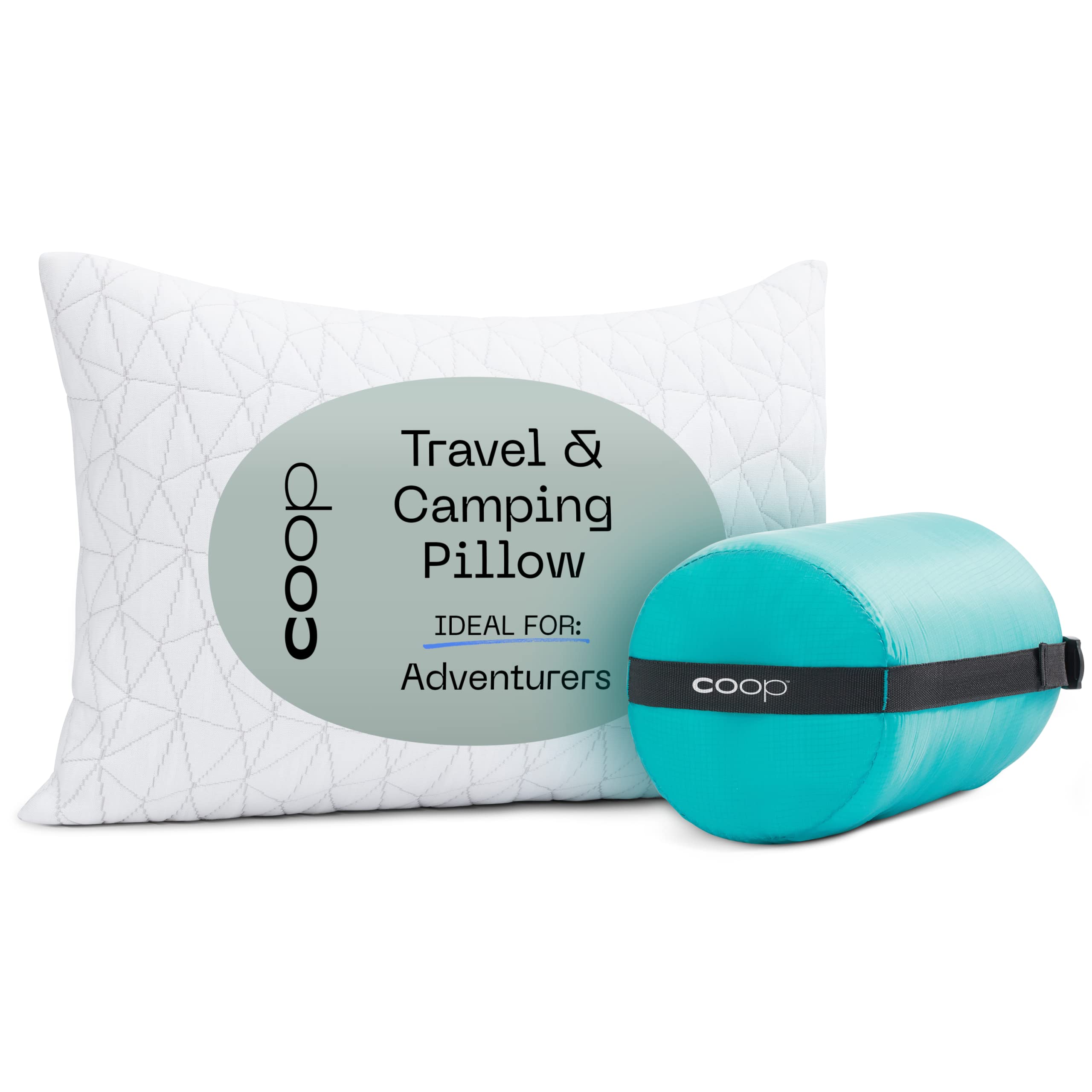 Coop Home Goods Original Travel & Camp Adjustable Pillow, Small Camping Pillow With Compressible Stuff Sack - Medium-Firm Memory