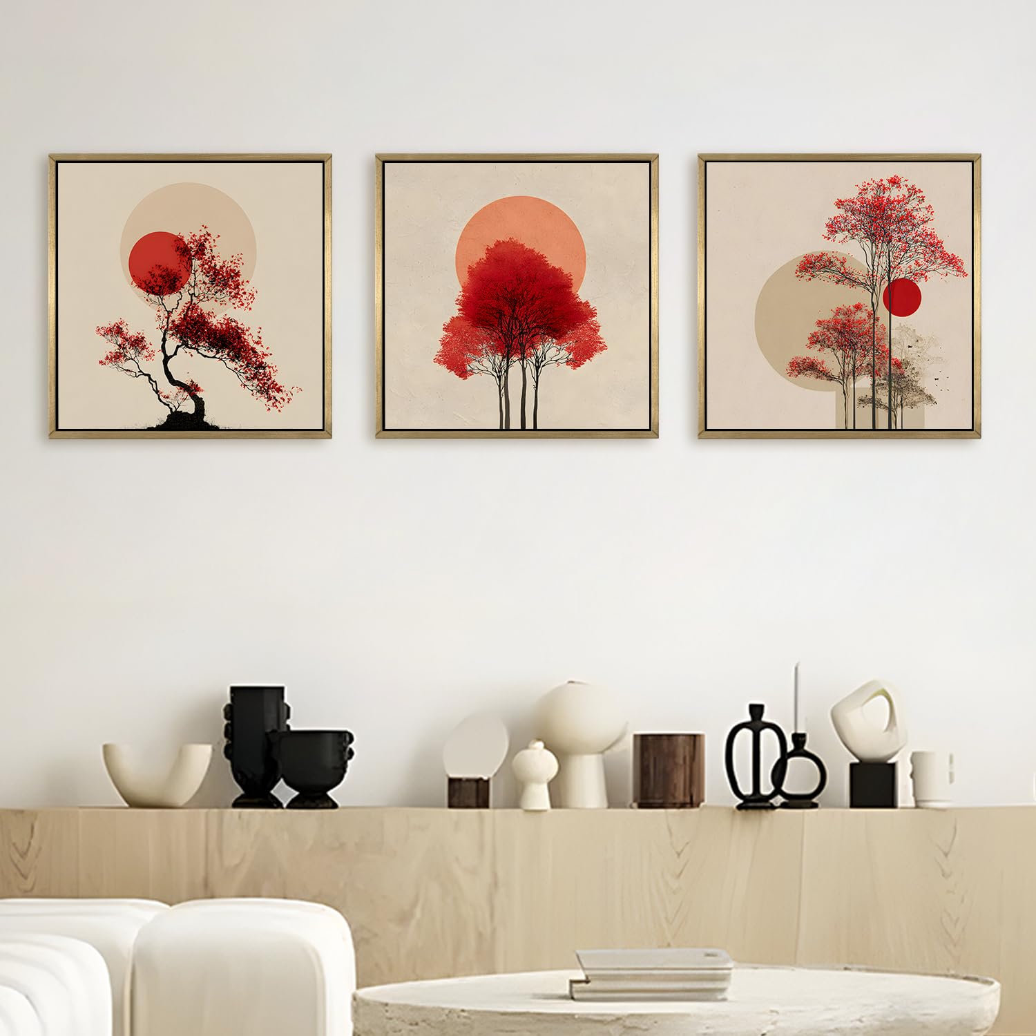 Paper Plane Design Boho Botanical Abstract Wall Frames Set Of 3 Ds01 (D)