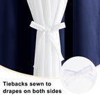 Hiasan Navy Blue Blackout Curtains With White Sheer Overlay, Mix & Match Double Layer Thermal Insulated Grommet Window Curtains