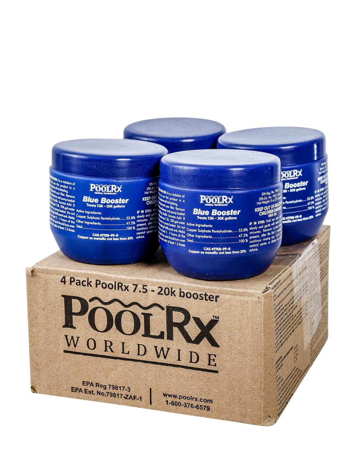 Poolrx Booster Minerals For Pool, 7500 To 20000 Gallons,4 Pack