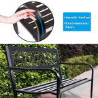 Garden Bench Bench Park Outdoor Bench For Patio Metal Bench Park Bench With Plastic Backrest Armrests Sturdy Steel Frame Furniture For Yard Porch Work Entryway, Black