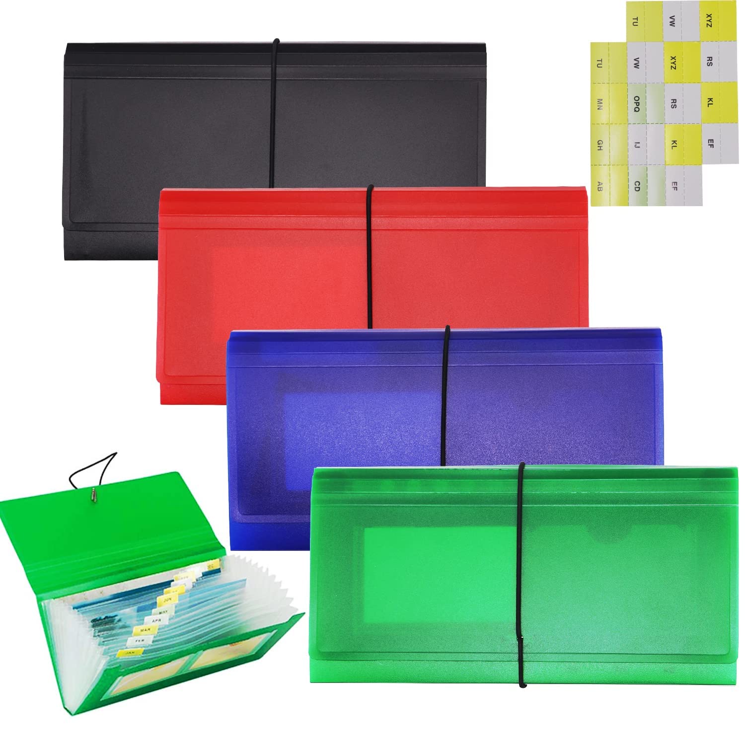 4 Pack Xuchun 13 Pockets Receipt Organizer,Small Expanding File Foder For Receipts,Coupons