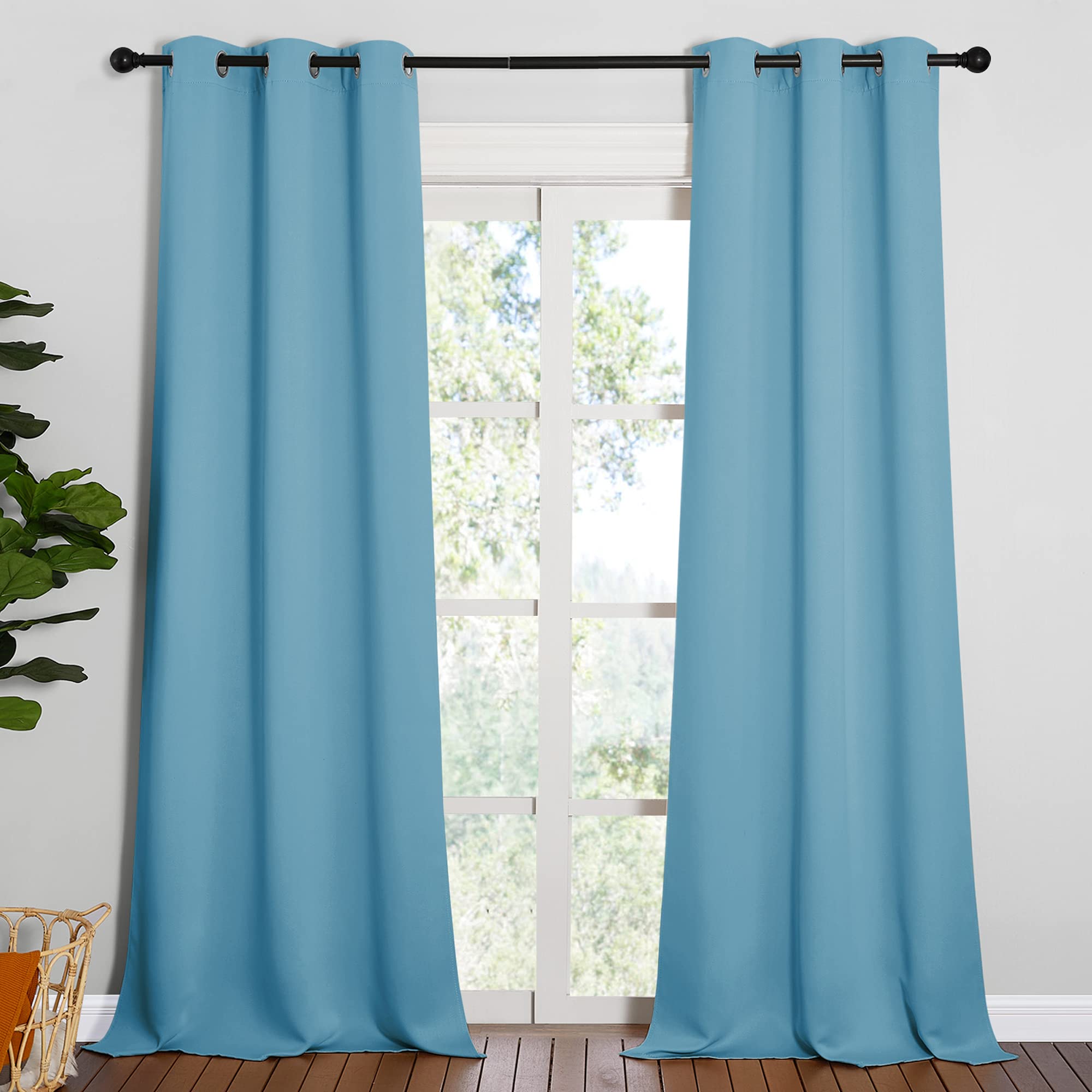 NICETOWN Room Darkening Curtain Panels - Toddler Boy Bedroom Drapes with Grommet Top, Energy Smart Window Treatment Curtains(Tea