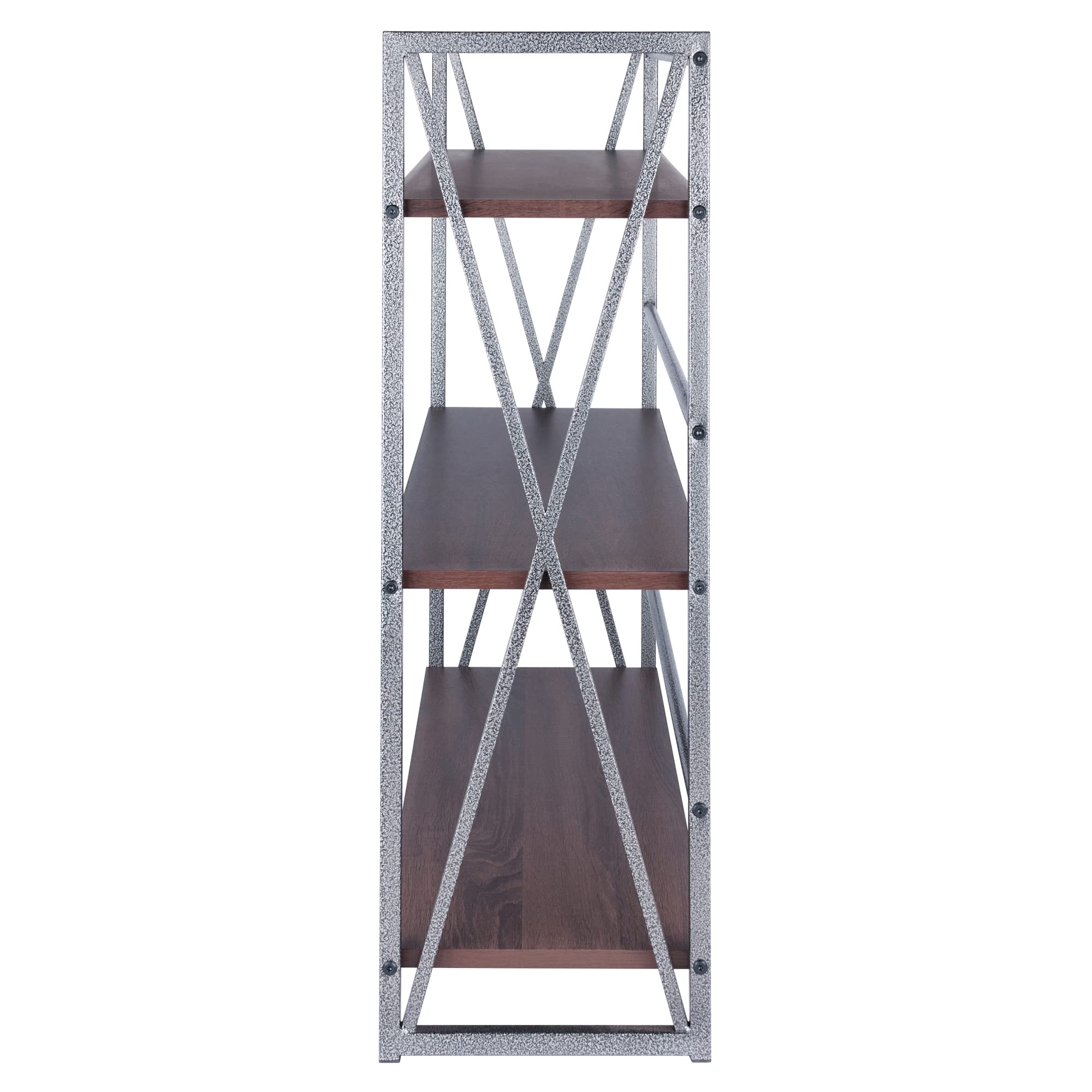 Winsome Wood Isa 3-Tier Shelf, Graphite and Walnut