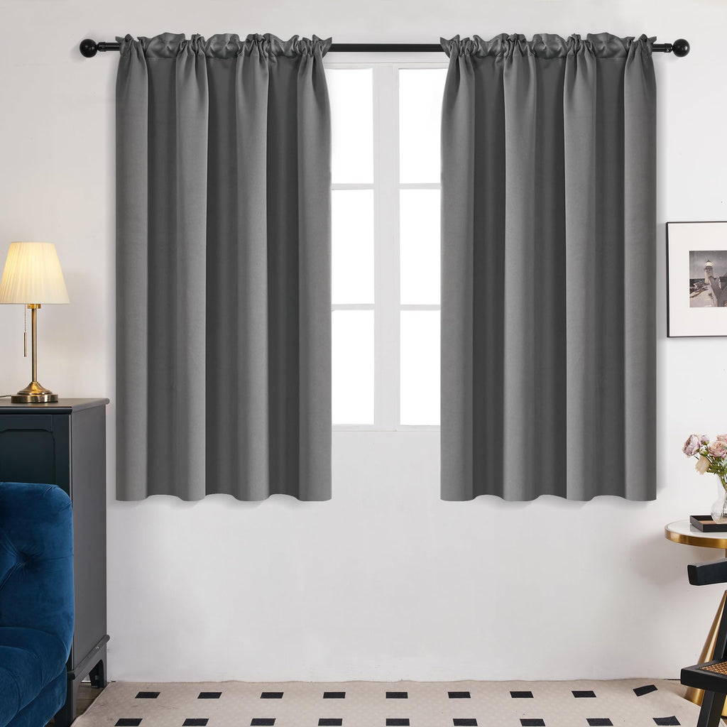 Deconovo Soild Rod Pocket Blackout Curtains, Light Grey, 42W X 54L