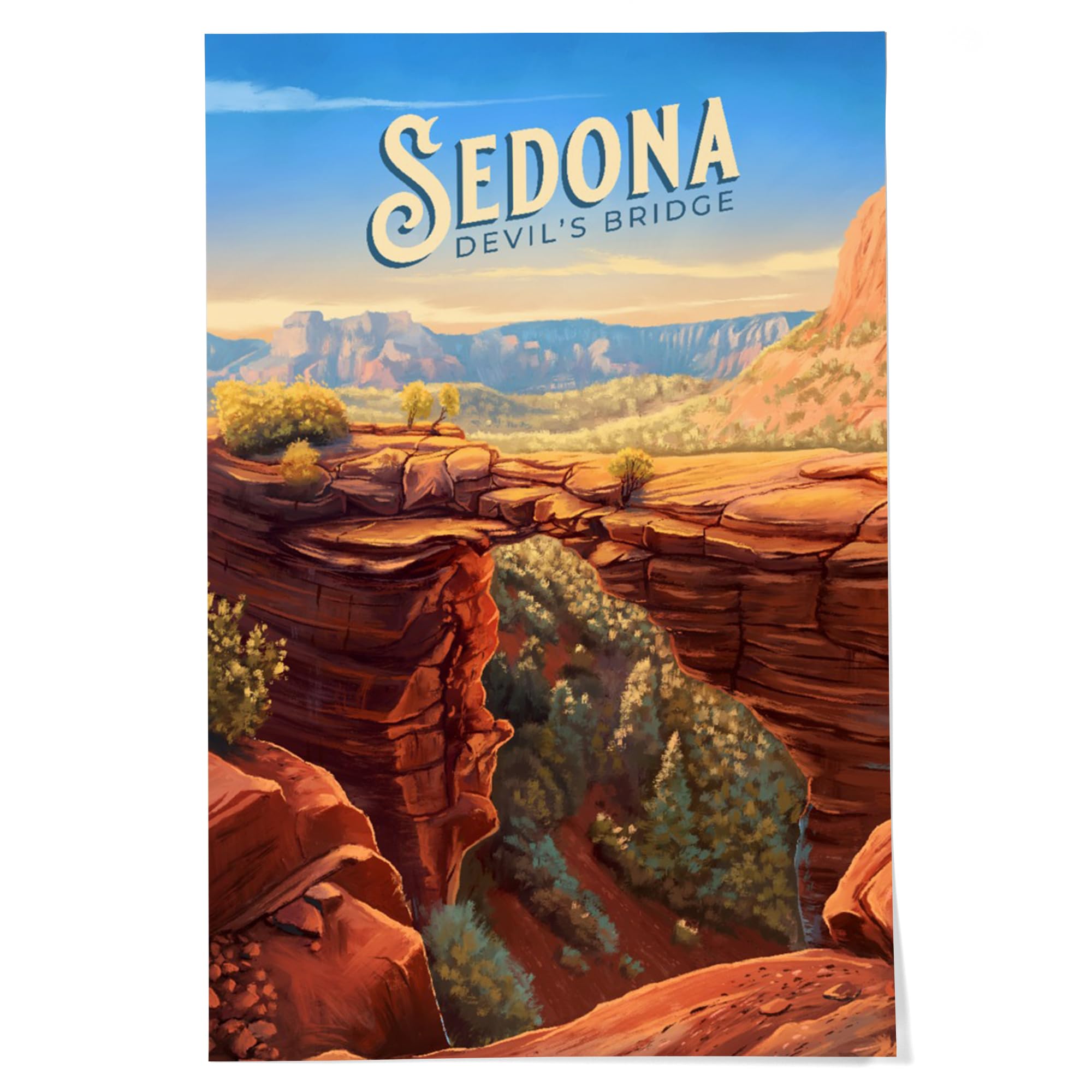 Lantern Press 24x36 Inch Giclee Art Print Wall Decor, Sedona, Arizona, Devil s Bridge, Oil Painting