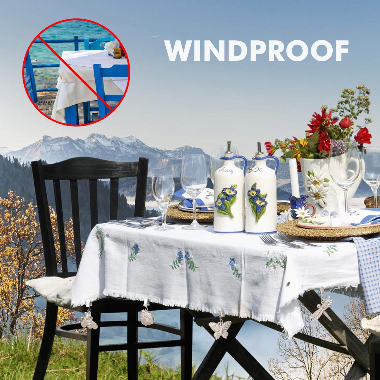 Gwhole 4 Pack Of Tablecloth Weights With Metal Table Clip Clamps For Outdoor Garden Party Picnic Table Covers