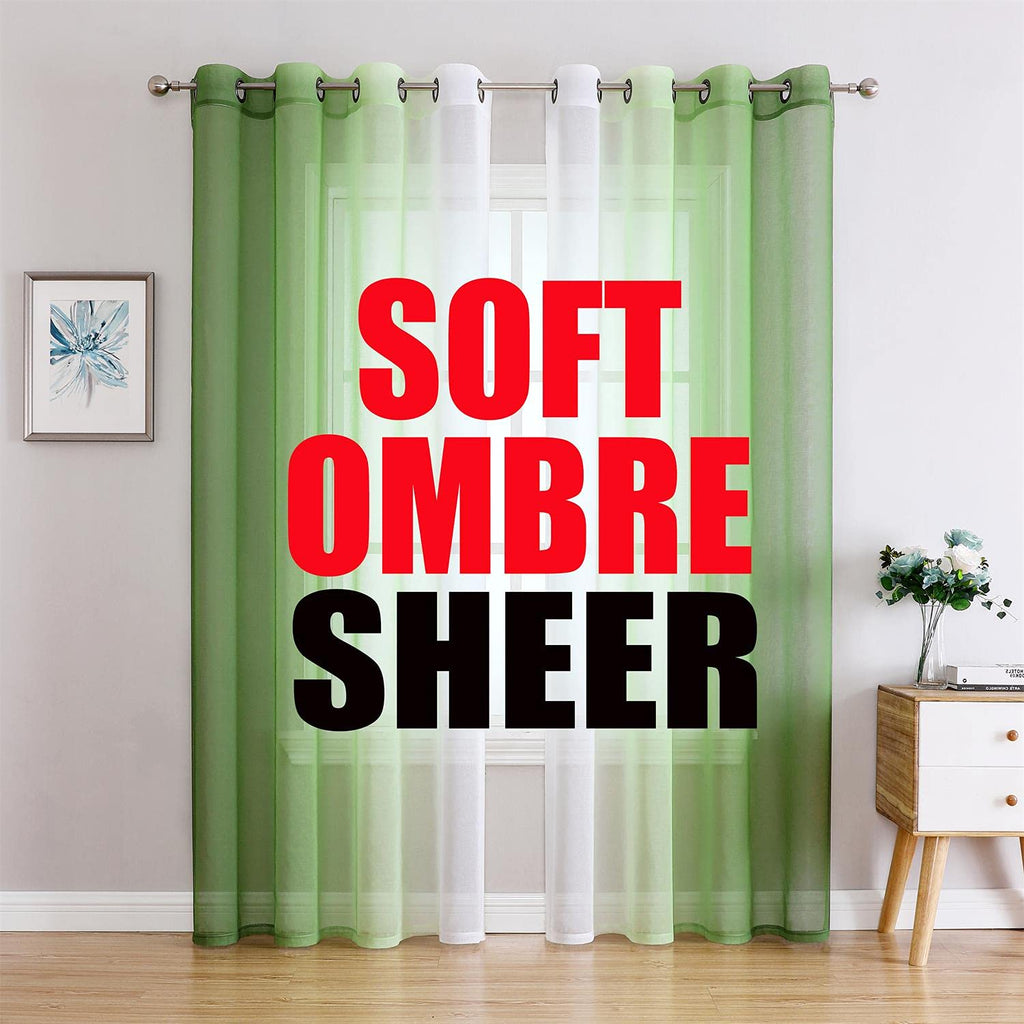 G2000 Sheer Curtains & Drapes 84 Inches Long Green and White Ombre Curtains for Bedroom Living Room Window Curtains Light Filter