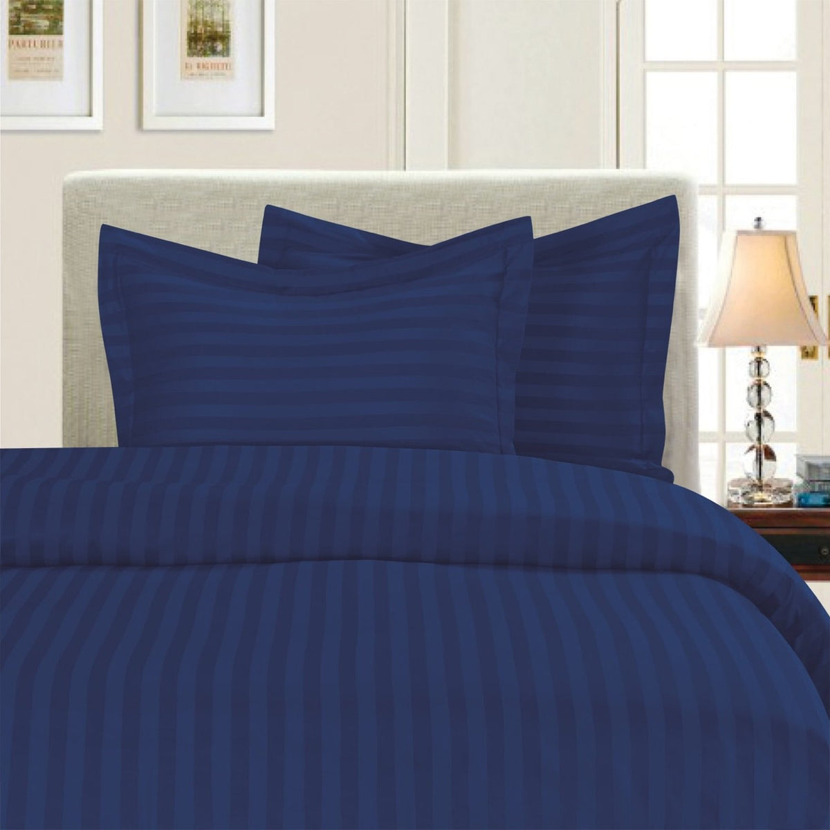 Elegant Comfort 1500 Thread Count -Damask Stripes- Egyptian Quality Luxurious Silky Soft Wrinkle & Fade Resistant 3Pc Duvet Cove