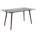 Flash Furniture Meriden 31.5' X 55' Rectangular Solid Walnut Wood Table With Clear Glass Top