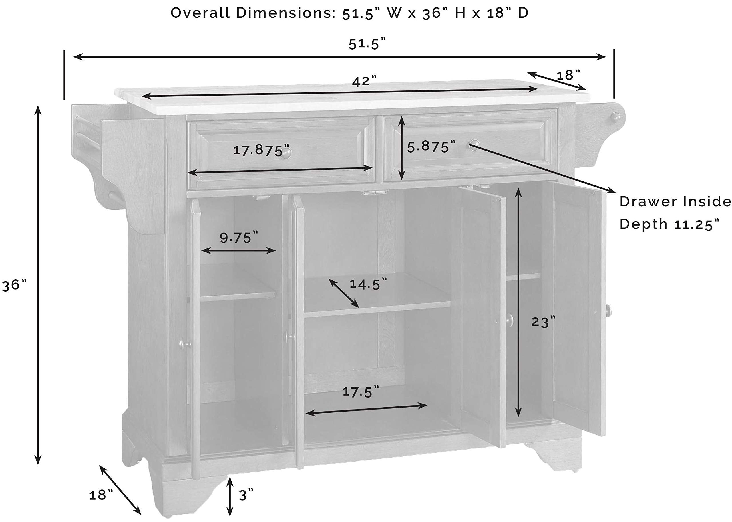Crosley Furniture Lafayette Stone Top Rolling Kitchen Island Storage Cart, Microwave Stand, Spice Rack, Mahogany