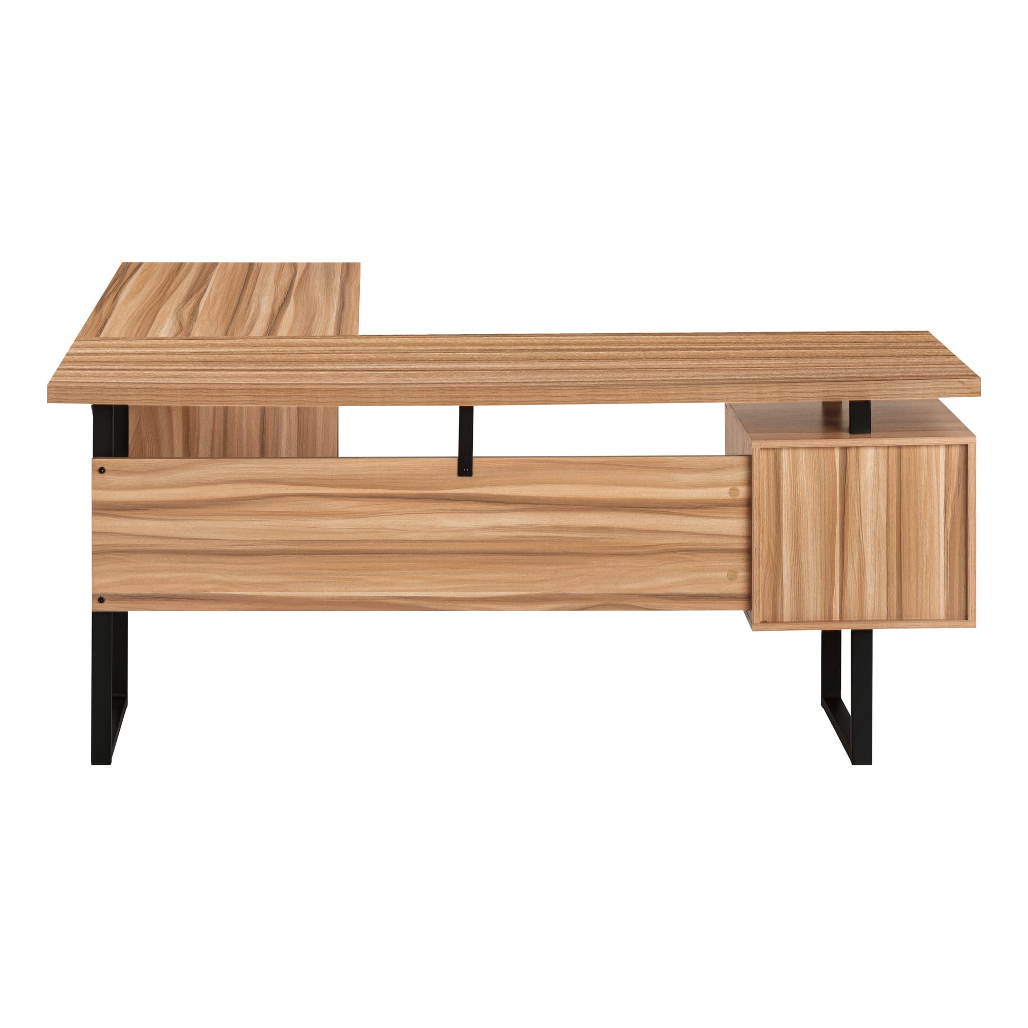 Monarch Specialties I 7612 Computer Desk, Home Office, Corner, Left, Right Set-Up, Storage Drawers, 70&quot; L, L Shape, Work, Laptop, Metal, Laminate, Brown, Black