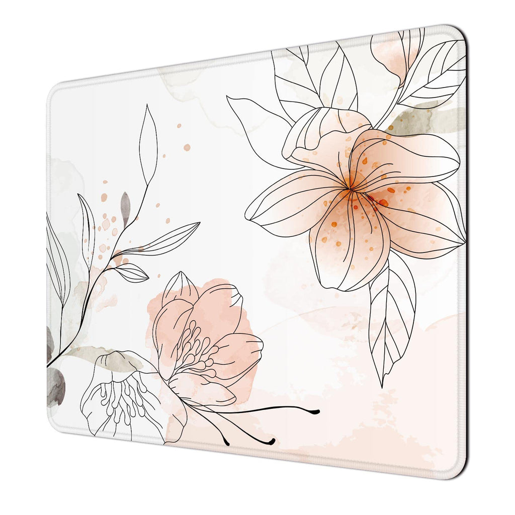 Niniubye Mouse Pad, 30% Thicker Minimalism Flower Theme Computer Pad, Anti-Slip Rubber Mouse Mat With Stitched Edges For Gaming,