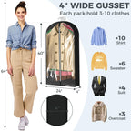 4 Pack 60'' Clear Garment Bags For Hanging Clothes, Suit Bags For Closet Storage, Clothing Storage, Garment Bags For Travel Cove