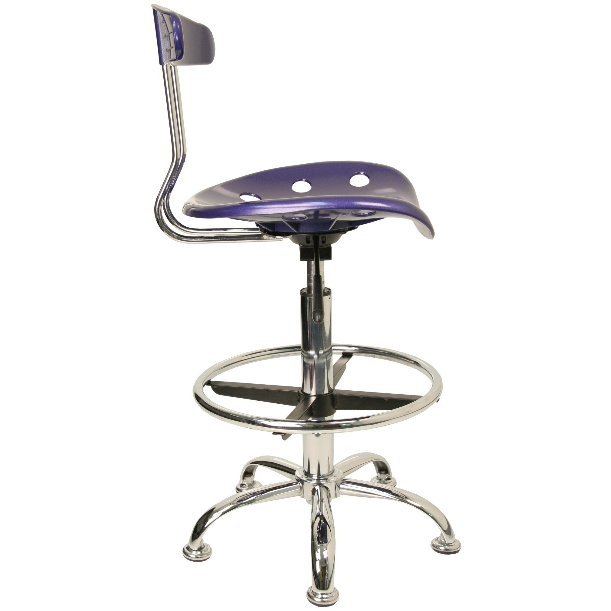 Flash Furniture Bradley Vibrant Deep Blue And Chrome Drafting Stool With Tractor Seat