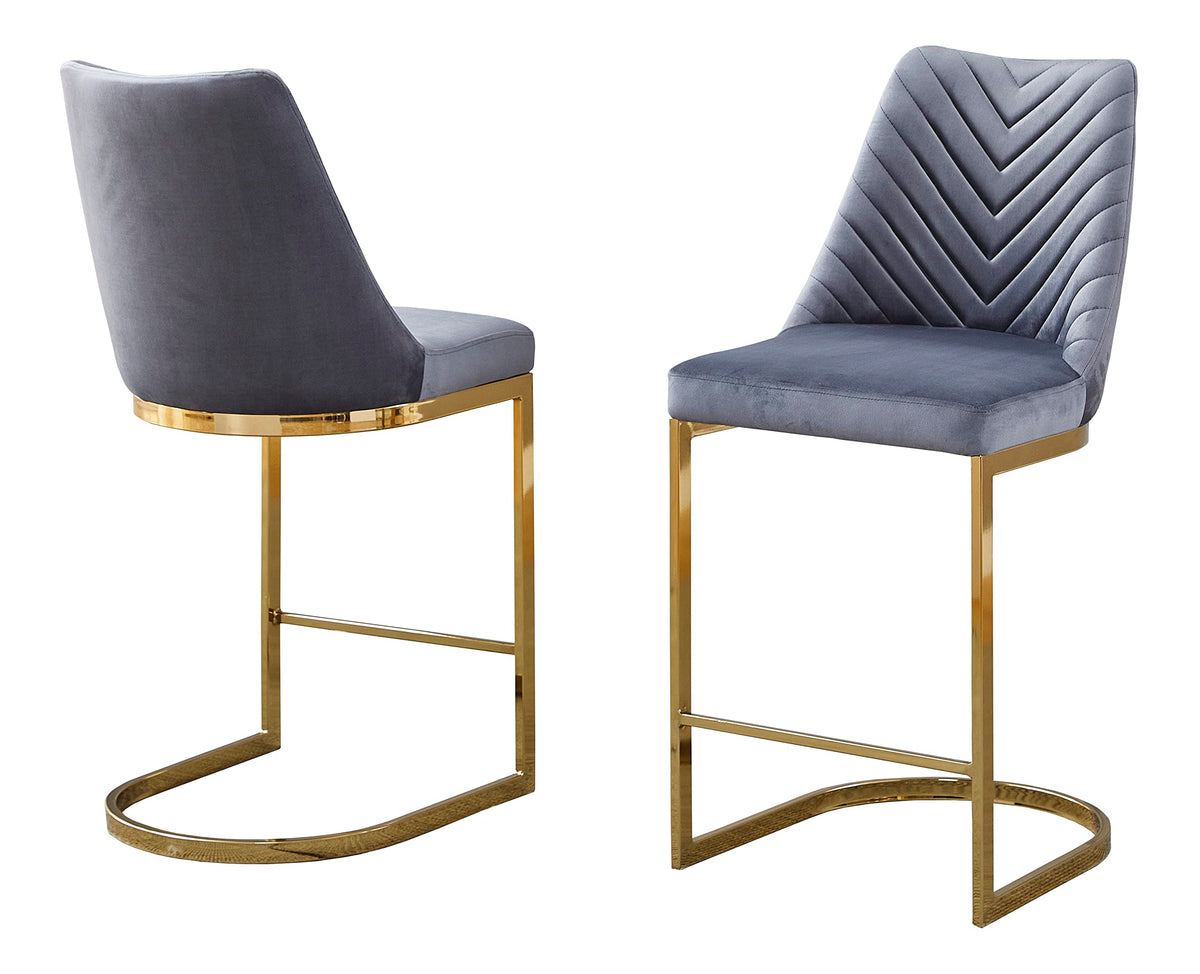 Best Quality Furniture D216-Chc Counter-Height Chairs, Dark Gray/Gold