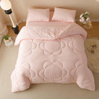 Luxlovery Baby Pink Sunflower Comforter Set Cal King Floral Light Pink Quilts Blush Pink Bedding Comforter Set Boho Farmhouse Pi