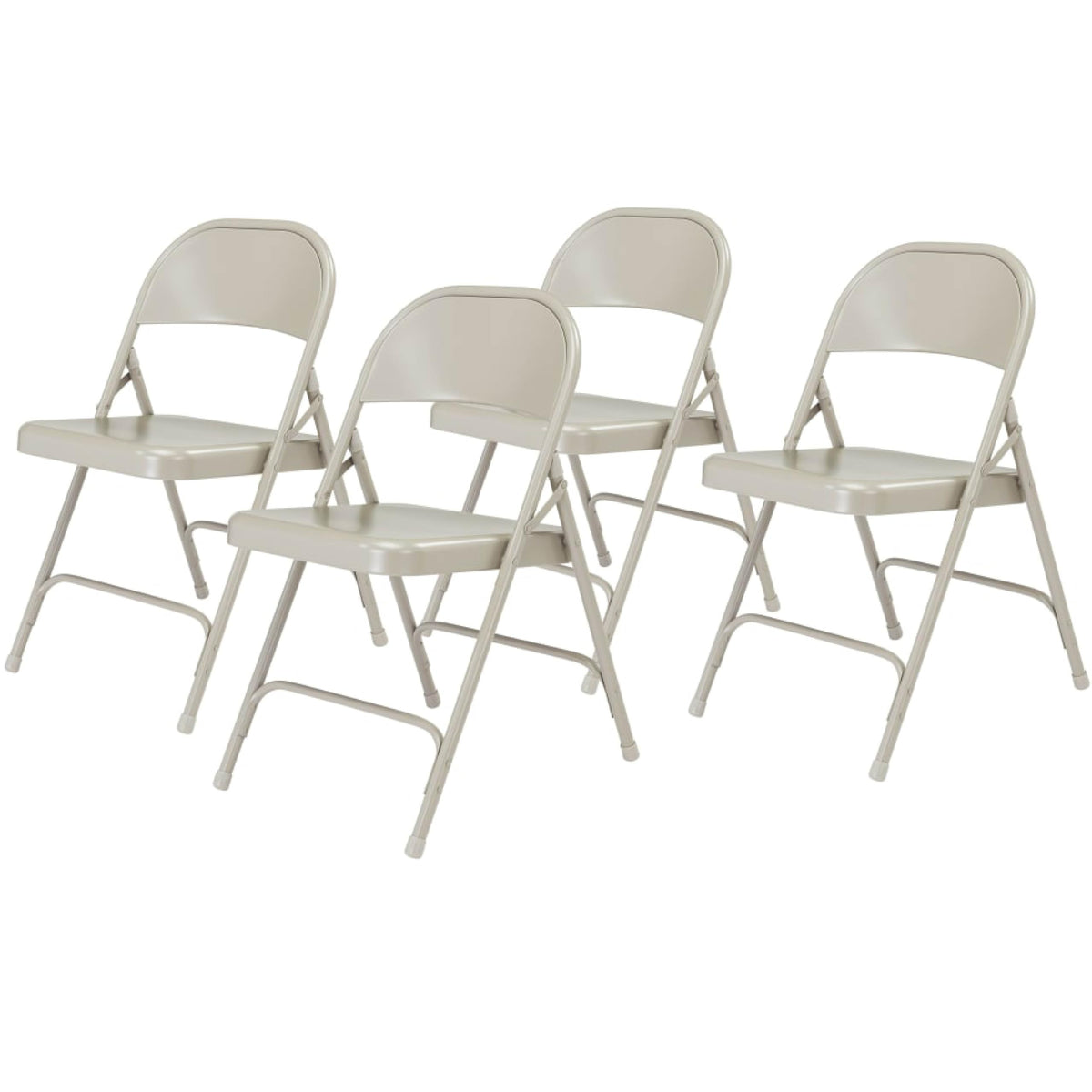 Steel Portable Folding Chairs By National Public Seating – 50 Series Premium Heavy-Duty Foldable Chairs For Indoor & Outdoor, Set Of 4 – Comfortable, Durable, Institutional-Grade, Gray