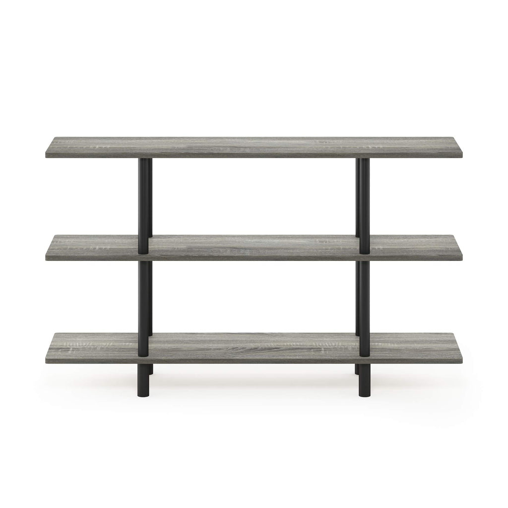 Furinno Turn-N-Tube 3-Tier Wide Display Shelf, French Oak Grey/Black