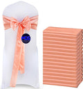 Mds Pack Of 10 Pcs Satin Chair Sashes Charmeuse Sateen Dining Chair Bows Ribbon Ties Back Sash For Wedding Party Birthday Home Hotel Restaurant Banquet Decoration (7 X 108 Inch, Peach)