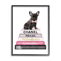 Stupell Industries Book Stack Fashion French Bulldog Black Framed Wall Art, 24x30, Multi-Color