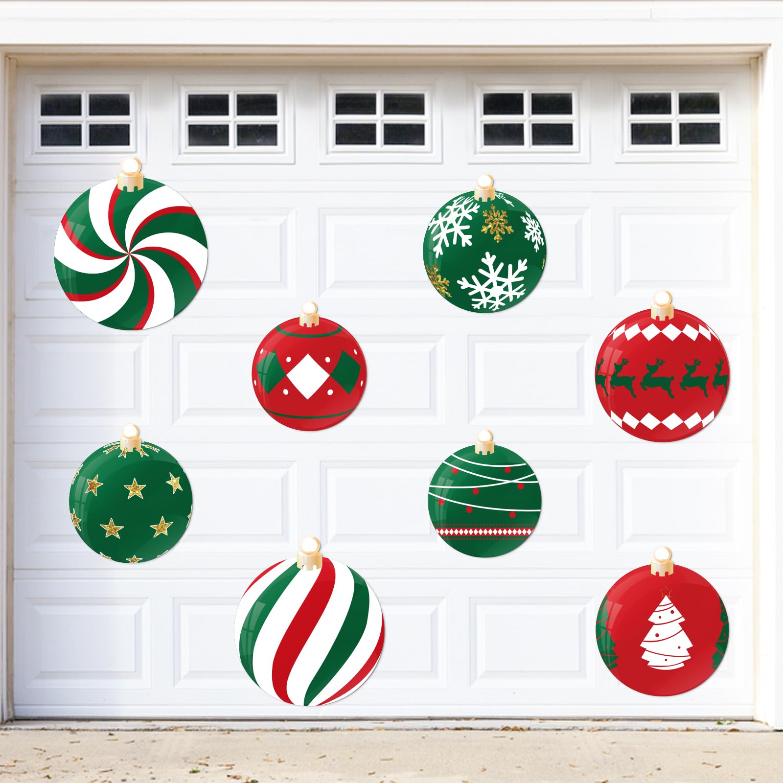 90Shine 8Pcs Christmas Garage Door Decorations Magnets - Xmas Ball Xmas Holiday Refrigerator Fridge Kitchen Decor