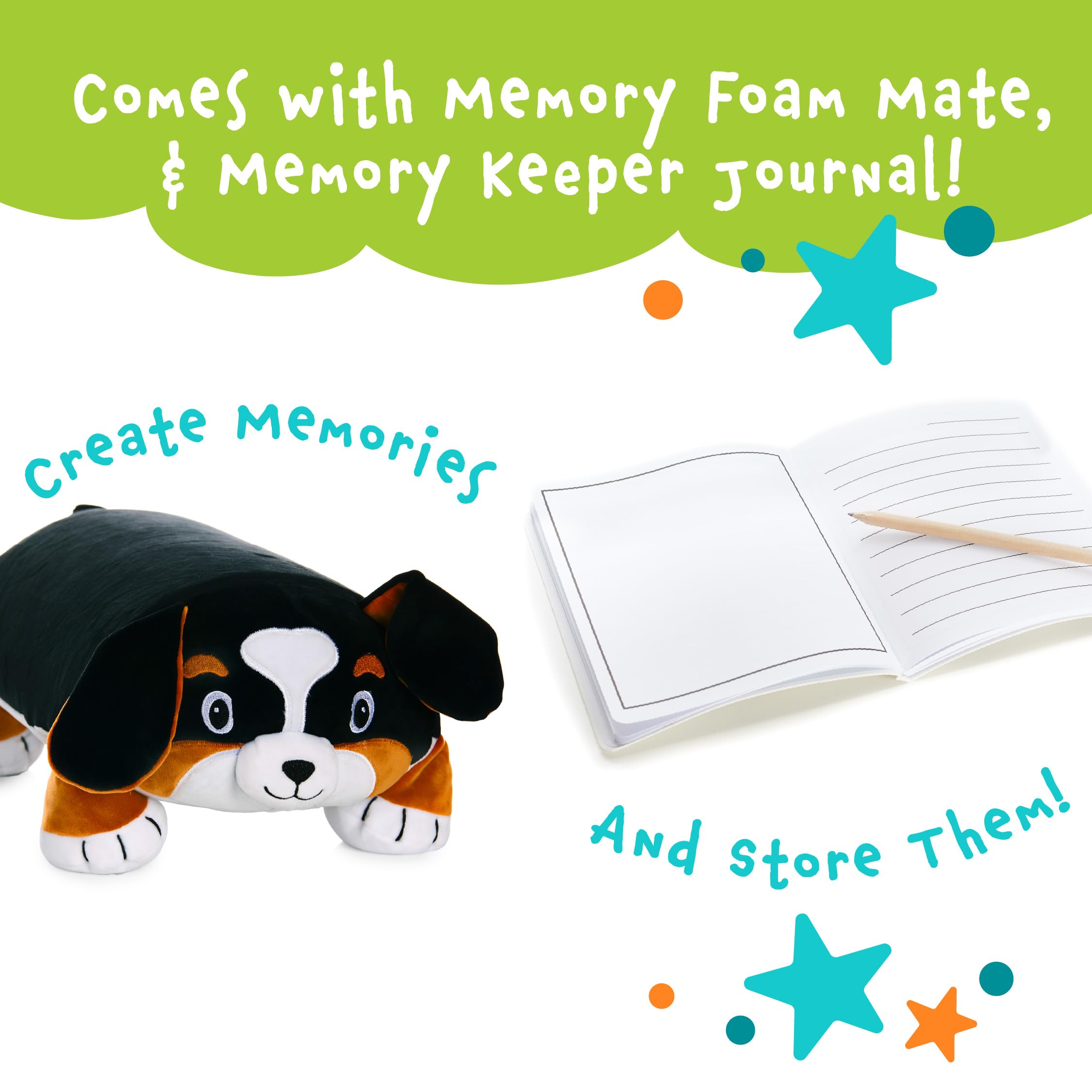 Memory Mates Bernie The Bernese Dog Memory Foam Pillow Plush,15    Stuffed Animal