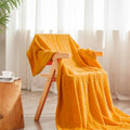 Vessia Flannel Fleece Throw Blanket For Couch,Sofa,Bed, 300Gsm Striped Yellow Blanket Throw For Adults And Kids, Super Soft Warm