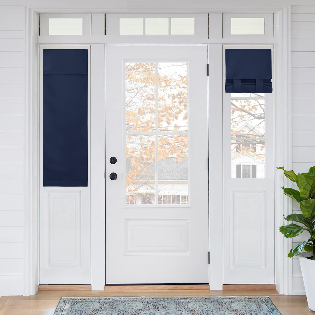Ryb Home Sightlight French Door Curtains 2 Panels, Privacy Half Door Window Curtains Thermal Insulate Covering For Patio Door Glass Door Front Door, 12 Inch X 40 Inches, Navy