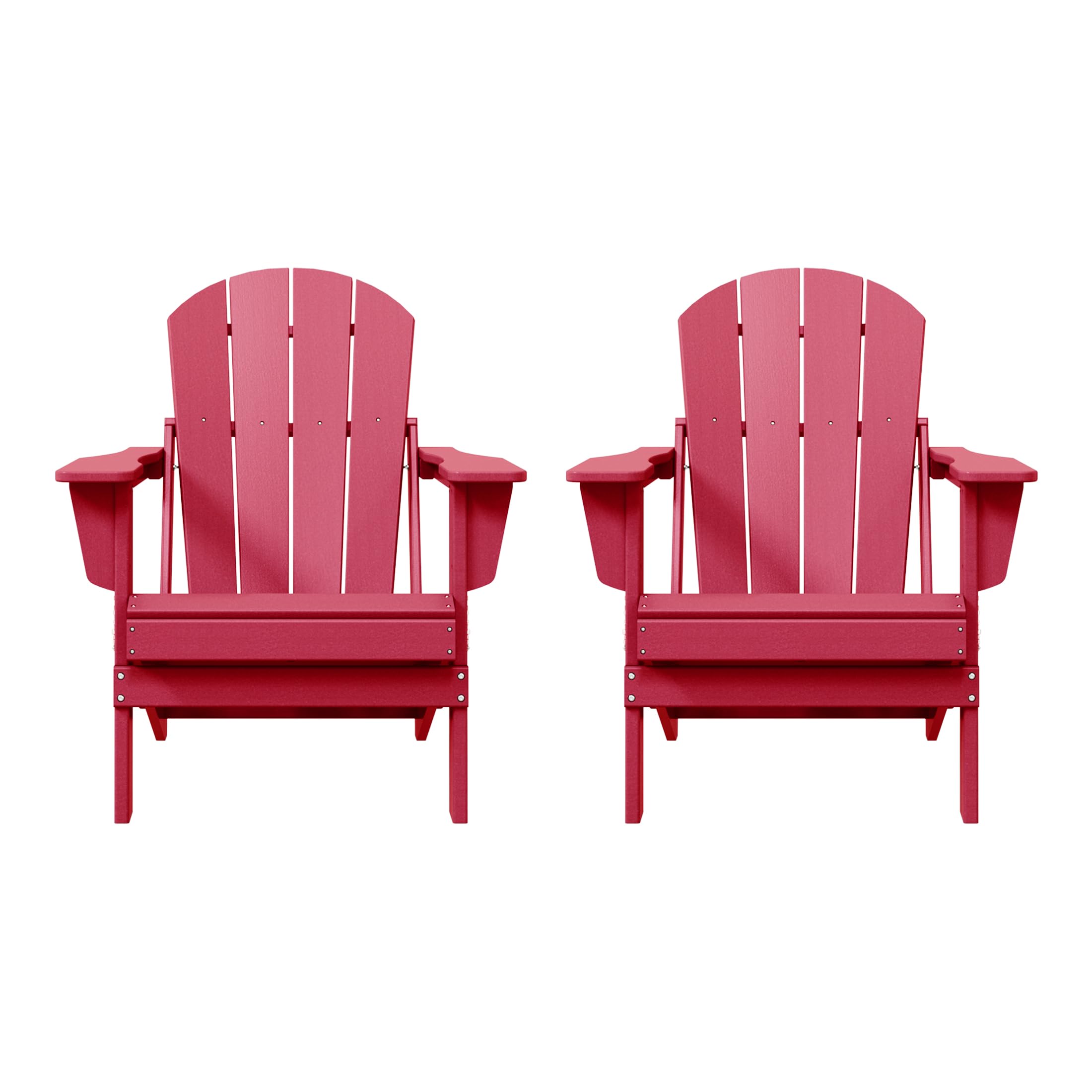 Westintrends Outdoor Adirondack Chairs Set Of 2, Plastic Fire Pit Chair, Weather Resistant Folding Patio Lawn Chair For Outside Deck Garden Backyard Balcony, Red