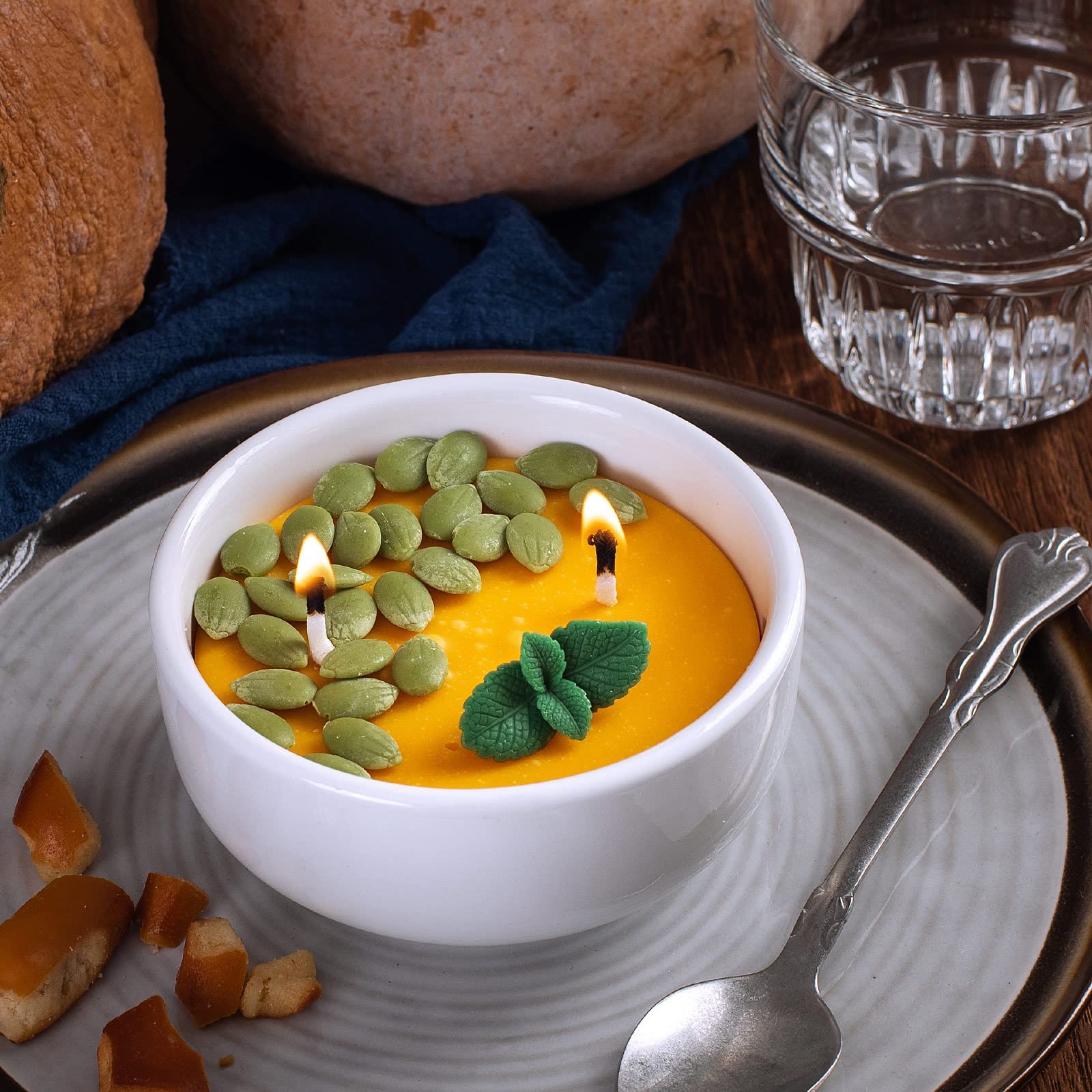 Pumpkin Soup Bowl Scented Soy Candle For Autumn Thanksgiving Day Halloween