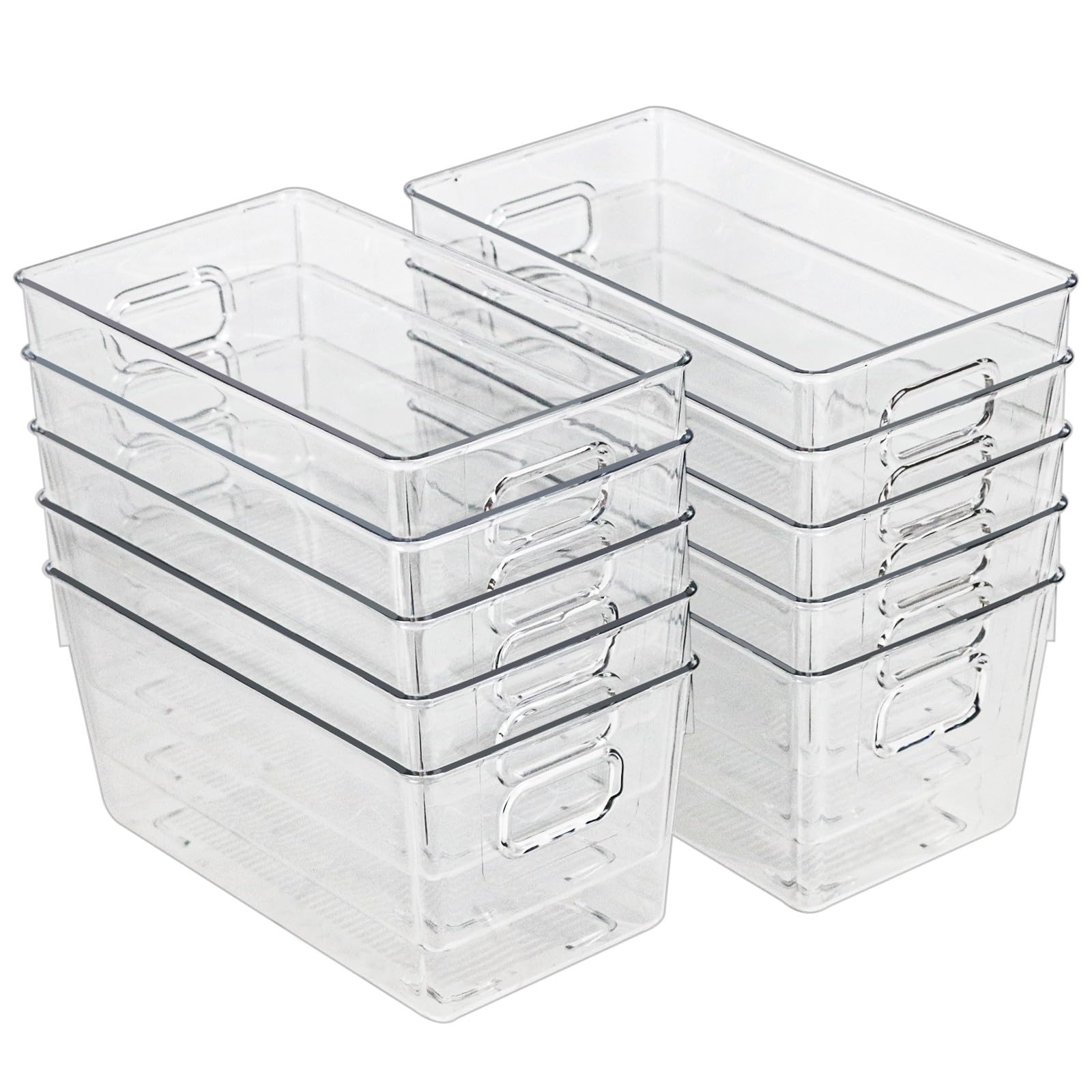 Zexalor 10 Pack Clear Storage Bins Clear Storage Containers For Kitchen Pantry Organization, Organizing Bins With Built In Handl