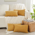 Fancy Homi 4 Packs Mustard Yellow Decorative Throw Pillow Covers 14X24 Inch For Couch Bed Sofa, Rustic Farmhouse Boho Home Decor
