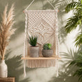 Zawi Zaw Macrame Wall Shelf Boho Wall Decor Hanging Wooden Floating Shelf Handmade Cotton Rope Shelf For Living Room Bedroom Nur