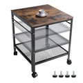 Rustic End Table, 2-Tier Side Table With Adjustable Height Shelf, 19.7'' X 19.7'' X 24'', 143 Lb Weight Capacity, Great For Mini