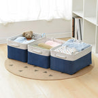 Thewarmhome Collapsible Storage Bin For Shelves - Large 3 Pack 16X12X8 Inch Storage Basket For Organizing With Handles, Canves S