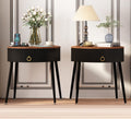 OIOG Side Tables Set of 2, Round Nightstand with Drawer, Modern Bedside End Tables for Small Space, Living Room, Bedroom, Office