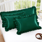 Homiest Ruffle Satin Pillowcase For Hair And Skin, Queen Satin Pillow Covers Silky Pillow Cases Set Of 2, Satin Ruffled Pillowca