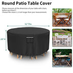 Round Patio Furniture Covers, Waterproof Outdoor Table Cover, Heavy Duty 500D Round Patio Table & Chairs Cover, Outdoor Covers F